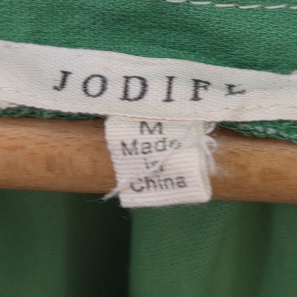 Jodifl | Kelly Green Colorful Embroidered Shift Dress Size Medium Spring Summer - Picture 4 of 5